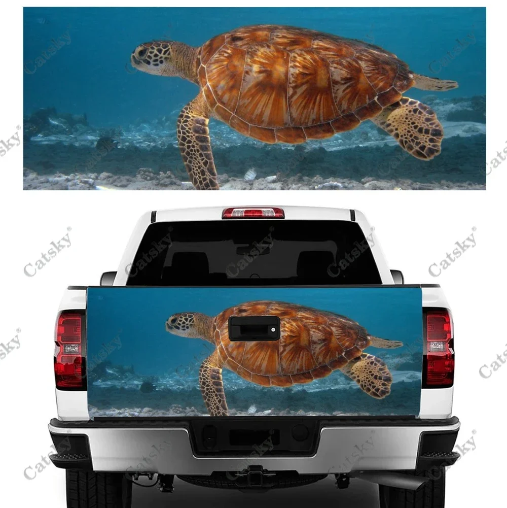 

Free Swimming Sea Turtles Car Accessories Tail Trunk Protect Vinly Wrap Sticker Hood Decor Engine Cover for SUV Off-road Pickup