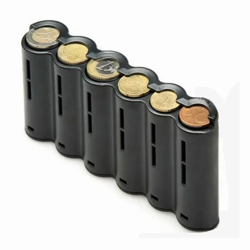 Portable 6 Slot Euro Coin Storage Dispenser Euro Coins Holder Collector With Spring For Home Waiter Driver Coins Safe Piggy Bank