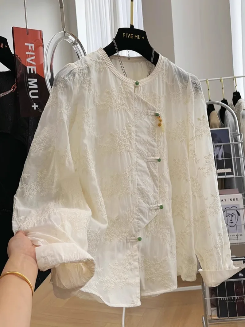 

Новый китайский круглый кружевной топ с тяжелой вышивкой Ne Lace irt для женщин ранней весны, тонкий модный супер красивый маленький топ...