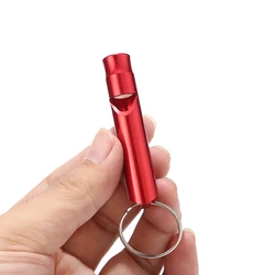 Portable Emergency Survival Whistle Keychain High Decibel Aluminum Alloy Whistle for Outdoor Camping Hiking Sport Pet Training