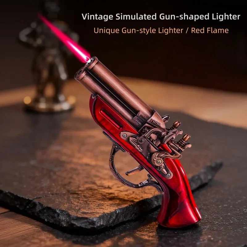 Neues Klassisches Vintage-Antik-Prop-Styling Metall Winddichtes Nachfüllbares Butangas-Feuerzeug Einzigartiges Sammlerstück Kunstobjekt Kreativ