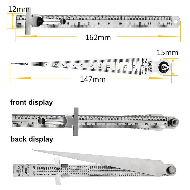 1Pc/Set Clearance Ruler Steel Ruler Stainless Steel Feeler Gauge Cone Gauge Wedge Taper Diameter Bore Gauge Measurement Tool