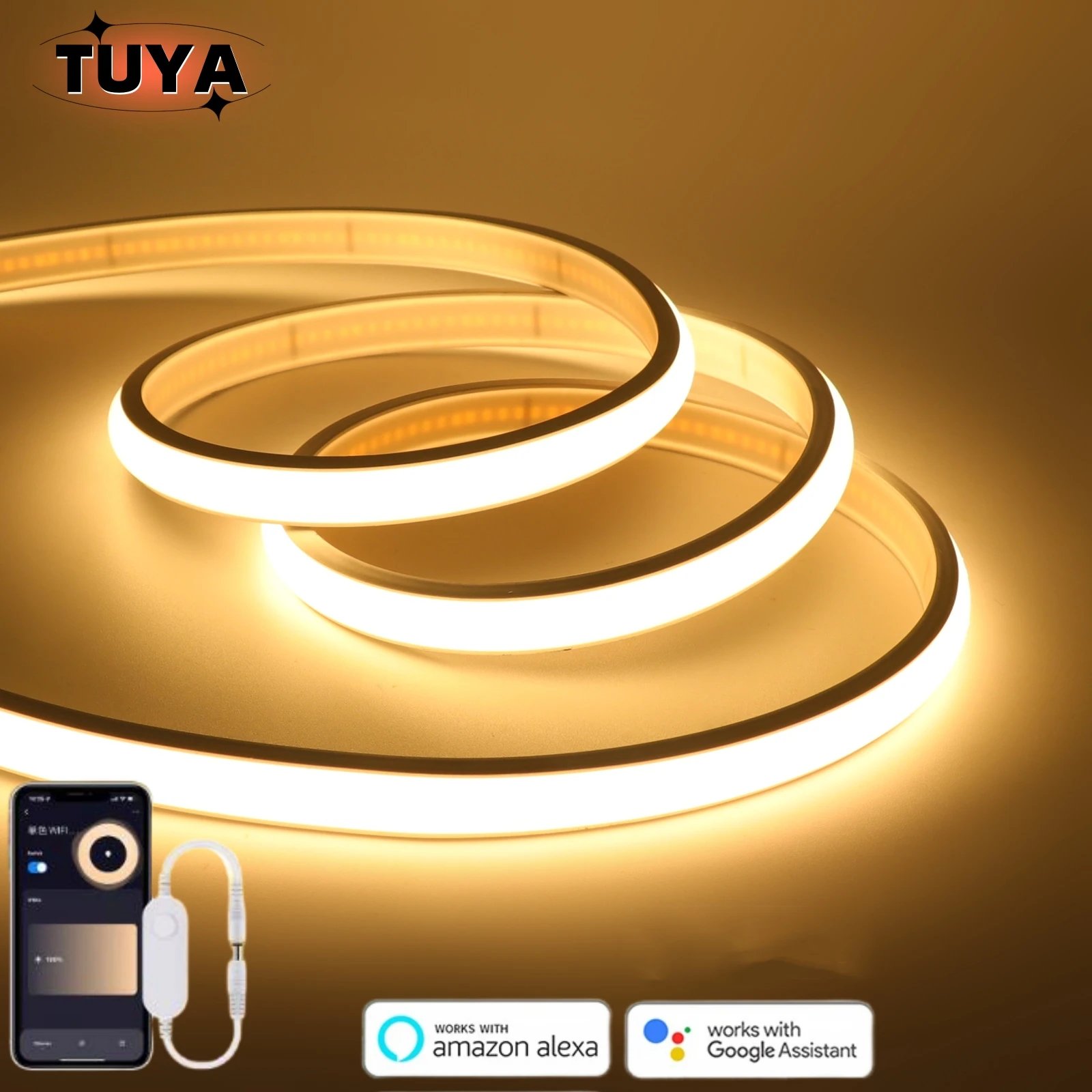 10M Tuya Smart WiFi COB Neon LED Strip Light Tube Tape Backlight DIY Wall Kitchen Cabinet Decoration Work With Alexa Google Home