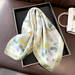 100% Mulberry Real Silk Scarf Fashion for Women Shawl Kerchief Pashmina Flower Foulard Femme Square Head Scarfs Hijab Scarves