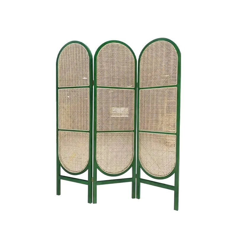 

Retro style Indonesian wicker rattan folding, privacy screen space partition