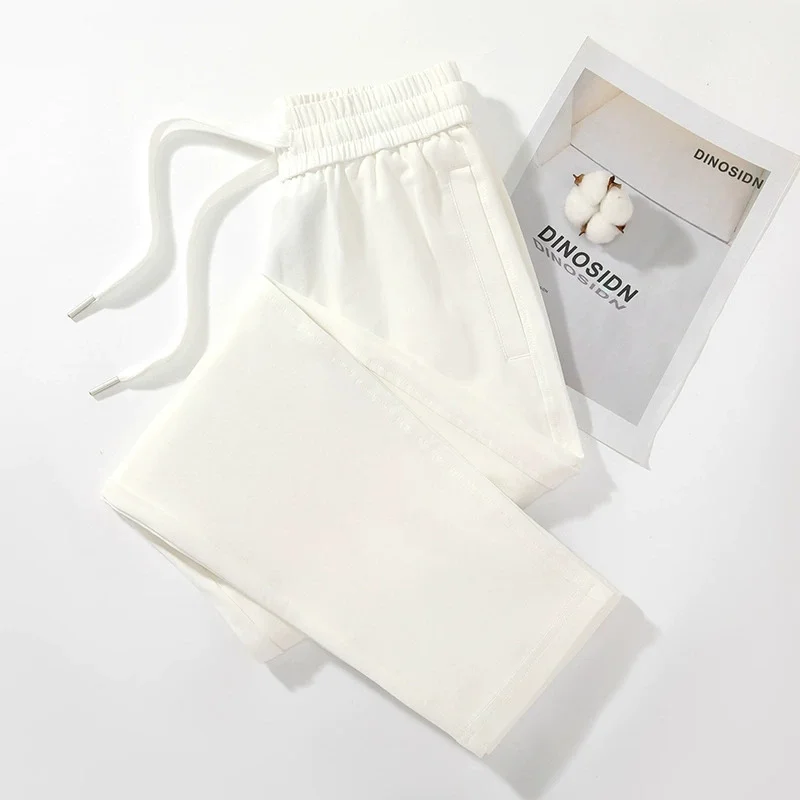 2025 printemps été coton pantalons de survêtement femmes mince pantalon de Sport décontracté taille élastique cordon pantalon droit dame pantalon confortable