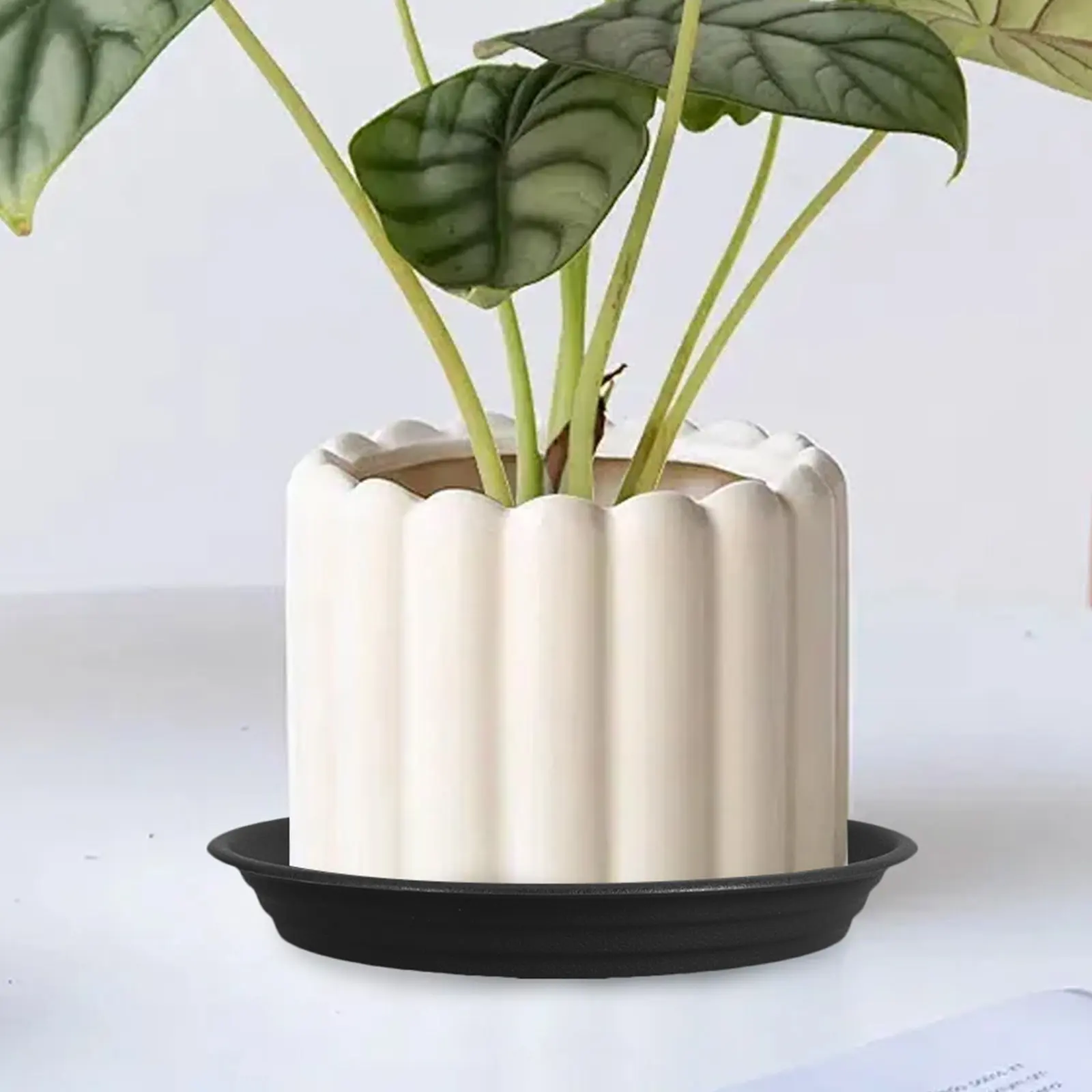 10Pcs Plastic Thick Round Flower Pot Saucer Black Plant Drainage Tray Heavy Duty Flowerpot Stand Indoor Outdoor Water Protection