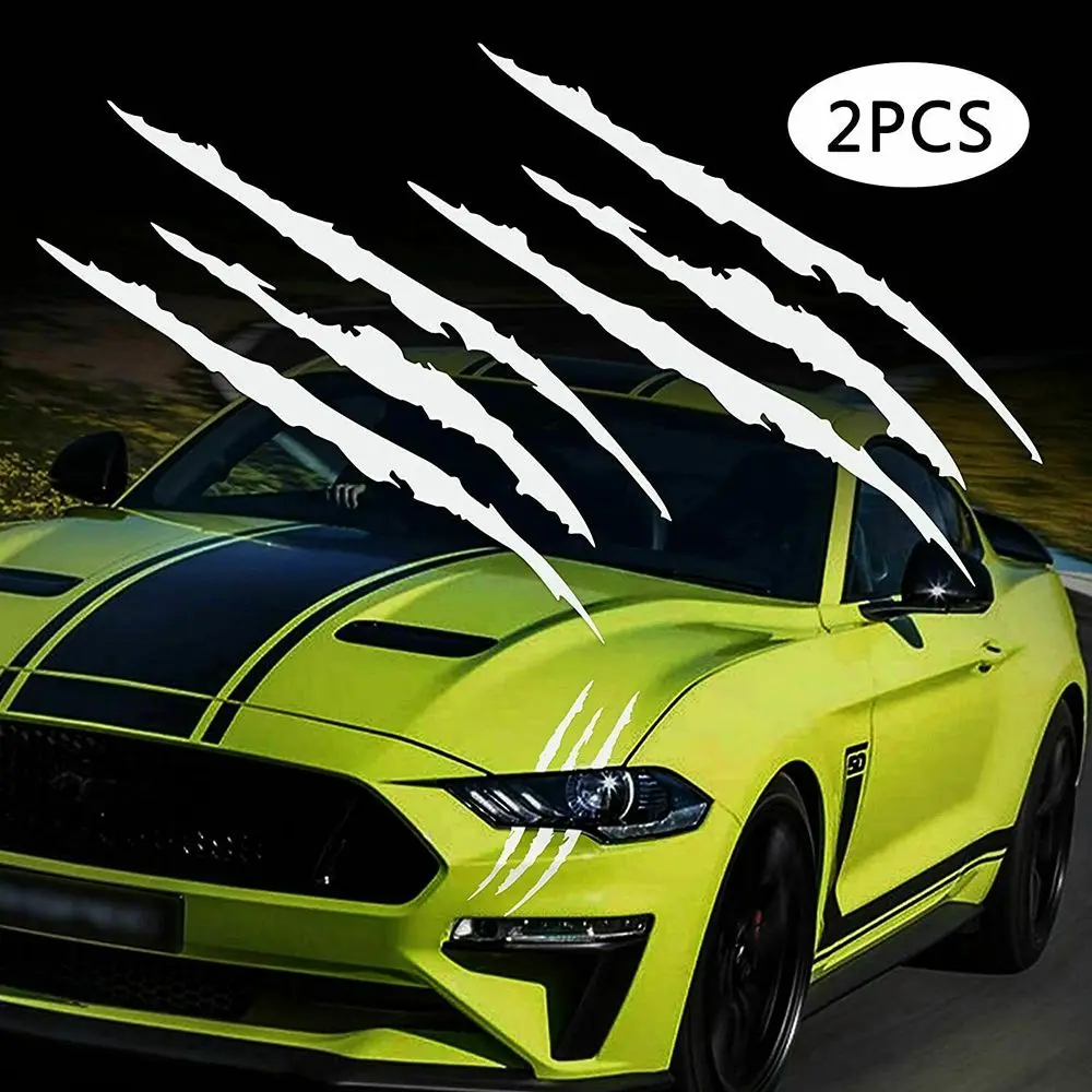 

2Pcs Accessories Headlight Decor Hood Claw Scratch Decal Car Sticker