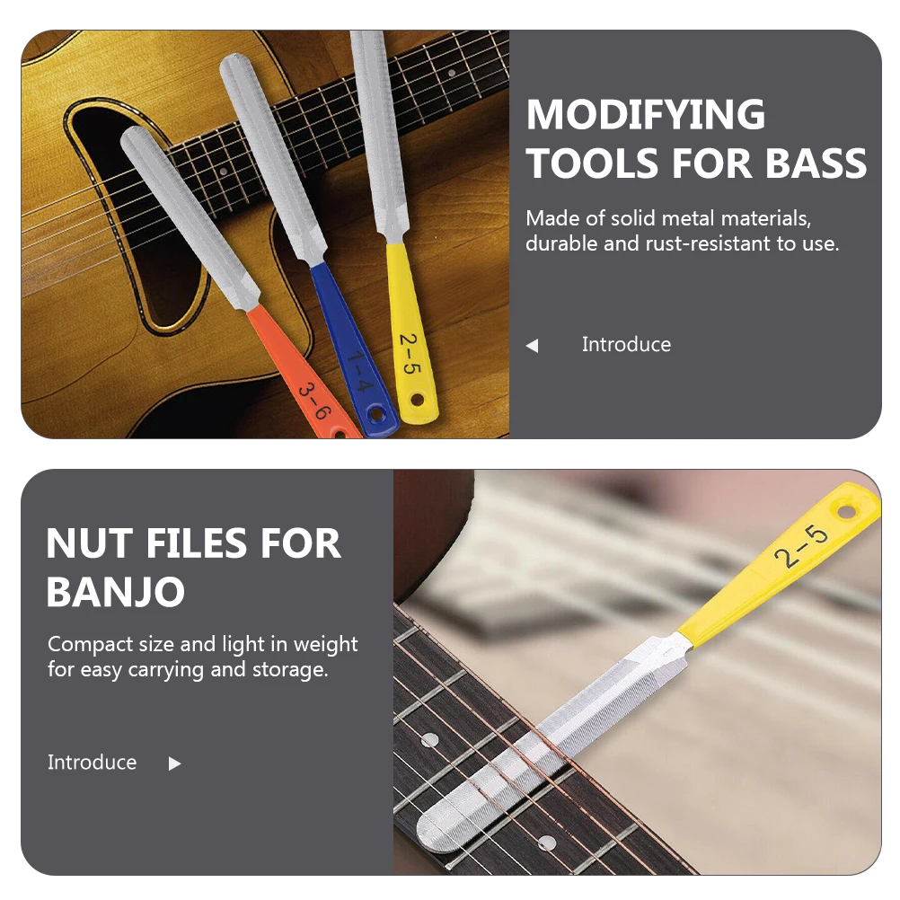 

3pcs Nut File For Guitar Bass Fingerboard Repair Nut Slotting Files Luthier Instrument Modifying Accessories Mandolin Banjo