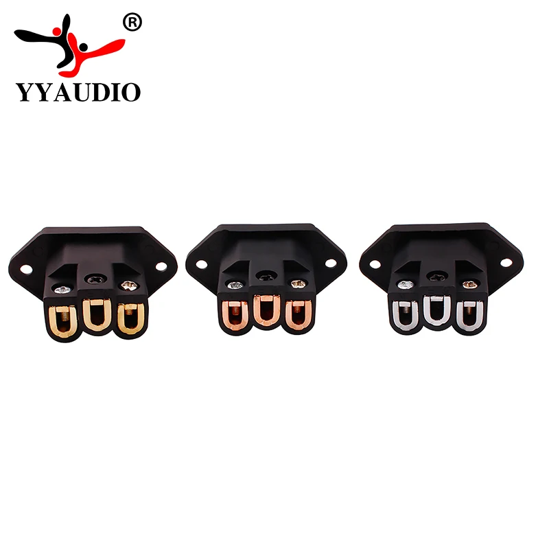 4 szt. Wlotu AC 3 gniazdo kołkowe AC złącze elektryczne z czystego miedziane złote Audio DIY zasilanie prądem zmiennym HIFI złącze wtykowe gniazdo Ac