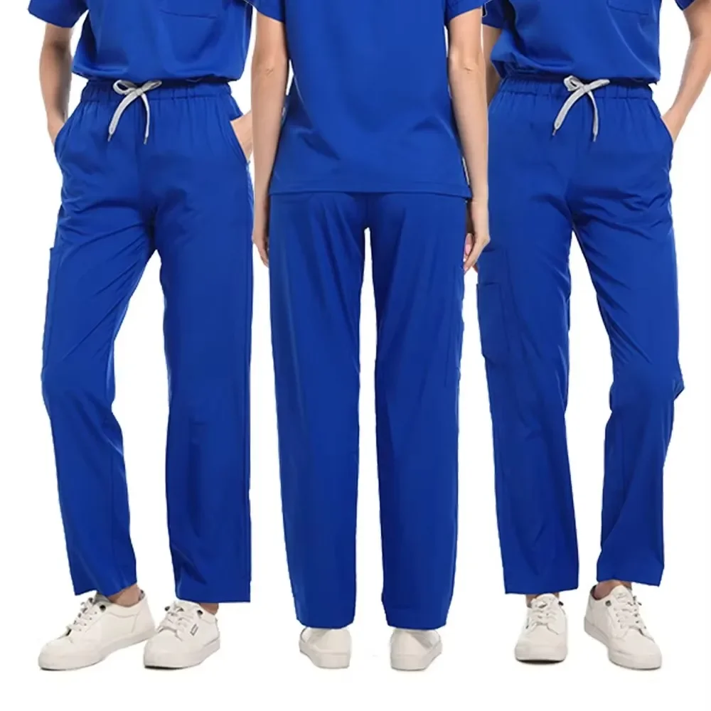 Pakaian Kerja Perawat Dokter Scrub Uniseks Gaun Bedah Bersirkulasi Elastis Set Celana Atasan Perawatan Gigi Estetika Medis