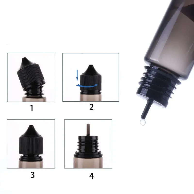 5Pcs 10ml/15ml/30ml/60ml/100ml/120ml Black Plastic Empty Dropper Bottles E Liquid Drop Bottle Long Tip Cap Vape Oil Containers