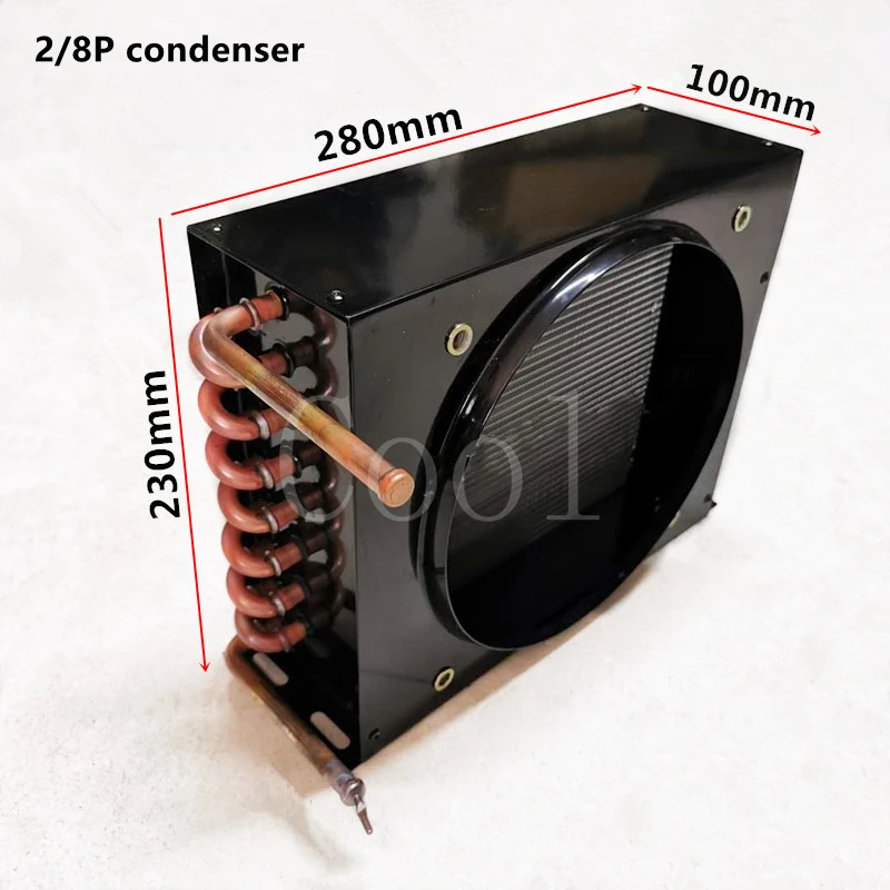 2/8P Condenser 35W Fan Air-cooled Condenser Display Cabinet Small Refrigerator Freezer Cold Storage Copper Tube Evaporator