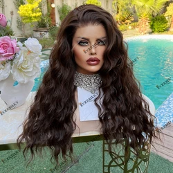 100% Human Hair 13x6 Lace Front Wig Dark Brown Loose Deep Wave Remy Peruvian Hair 5x5 Swiss Lace Closure Wig Natural Hairline