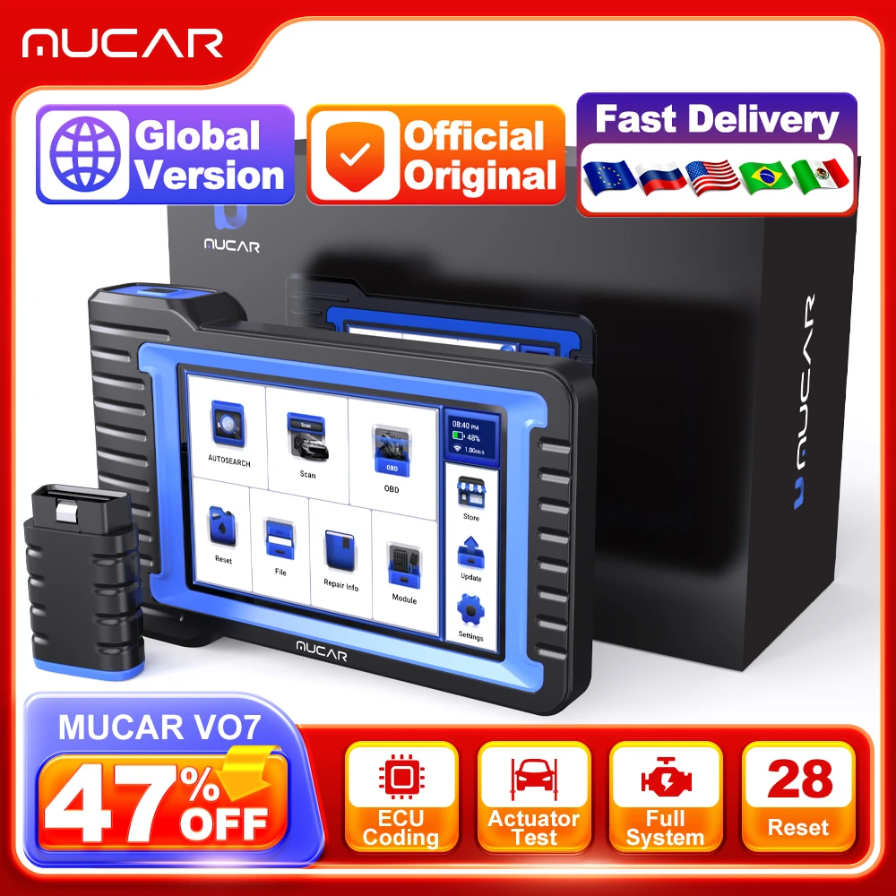 MUCAR VO7 Professional Auto OBD2 Scanner Full System ECU Coding Bidirectional Test Automotive Diagnostic Tools