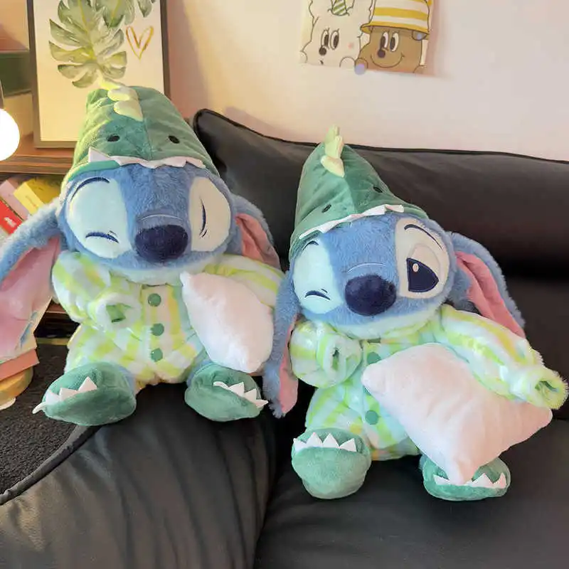 

Dinosaur Pajamas Sleepy Stitch Cute Plush Doll Stuffed Plush Desktop Ornament Bed Decorations Accompany Sleep Birthday Gifts