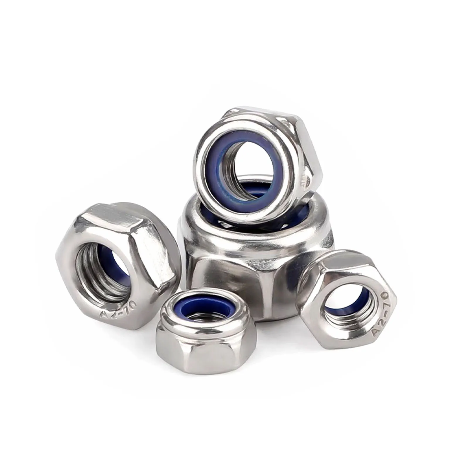 Fine Thread Pitch 0.5~1.5mm M5 M6 M7 M8 M10 M12 M14 M16 304 Stainless Steel Nylon Insert Lock Nut Hexagon Self-locking Locknut