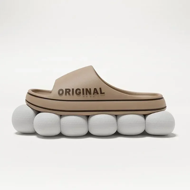 Zapatillas de verano para mujer y hombre, zapatillas lisas con letras para hombre, zapatos para mujer, suela gruesa, antideslizantes para baño interior, casa nueva