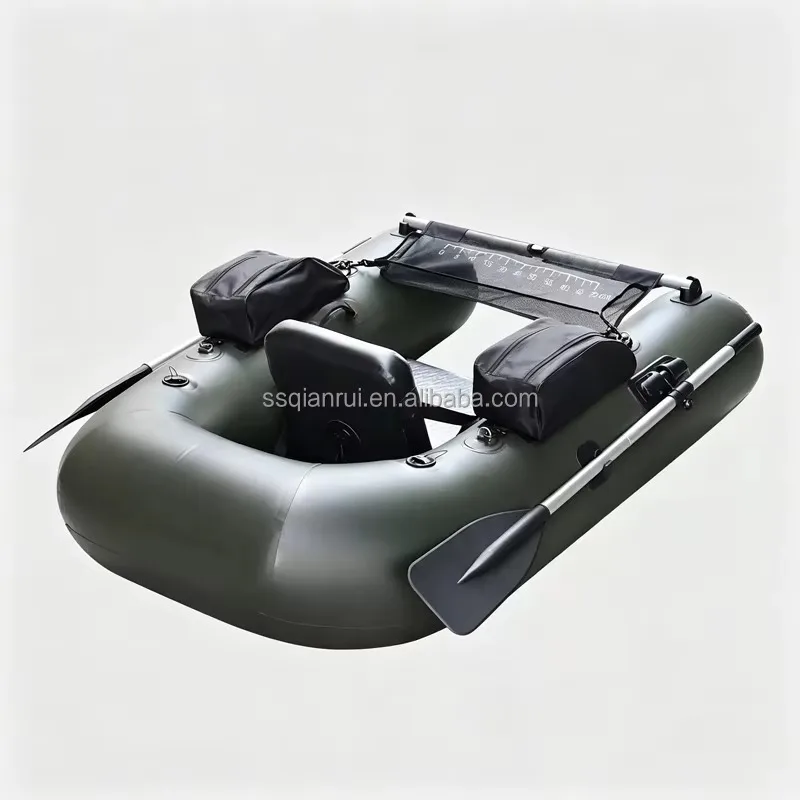 Inflatable Float Tube Fishing Boat with Storage Bags & StrippingApron Single Person Belly Boat for Bass Lure Angling on Lakes