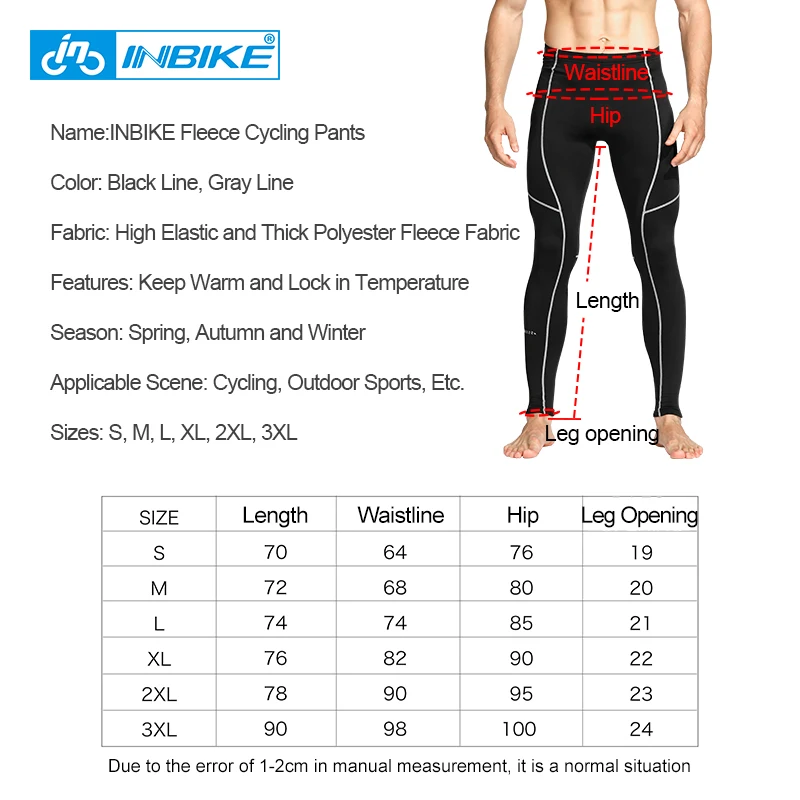 INBIKE Winter Men Cycling Pants Thermal Fleece Men\'s Sports Leggings Tights Long Jogging Pants Without Padded  Running Trousers