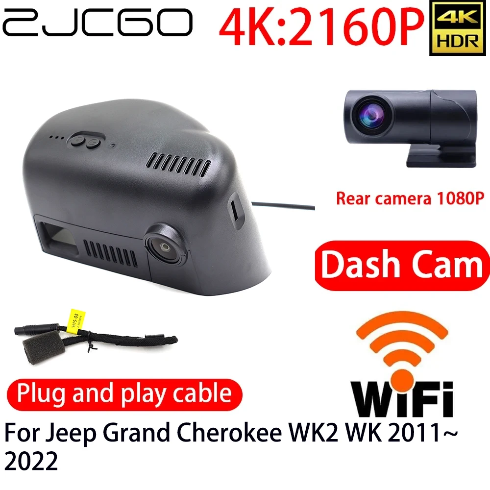 ZJCGO 4K DVR Dash Cam Wifi Front Rear Camera 24h Monitor For Jeep Grand Cherokee WK2 WK 2011~2022