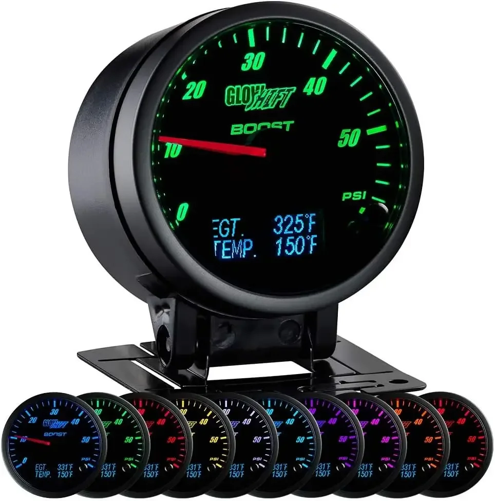 3in1 Analog 60 PSI Boost Gauge Kit with Digital 2200 F Pyrometer Exhaust Gas Temp EGT & 300 F Temperature Readings