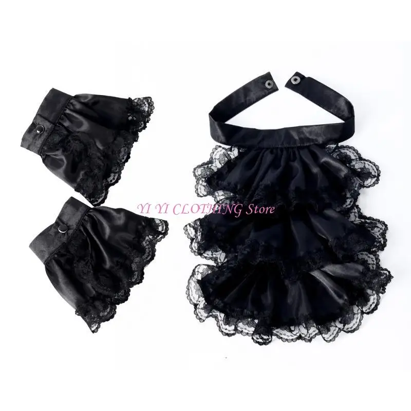 N5KF VICTORIAN RUBLUX LACE LACE JABOT Collar False Sheve Set pour les tenues médiévales