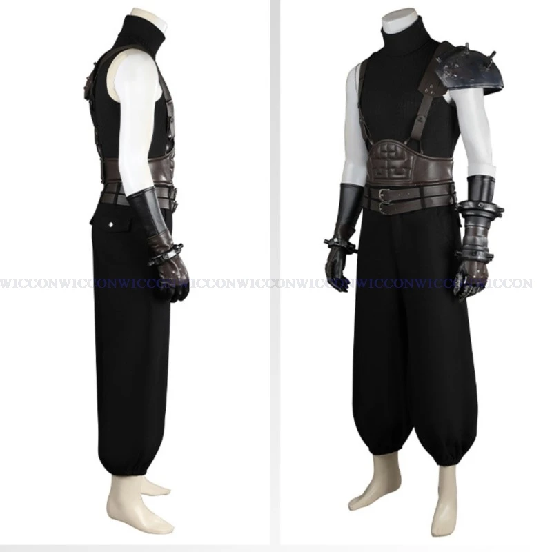 Final Fantasy VII Rebirth Nuvem Strife Cosplay Traje com Peruca, Uniformes de Jogo Anime, Sapatos, Halloween, Roupa de Carnaval