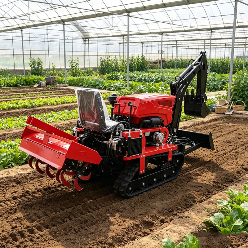 Customized 25HP Tracked Rotary Cultivator Greenhouse Bed Forming Furrow Ridging Mulching Drip Irrigation Sowing EPA