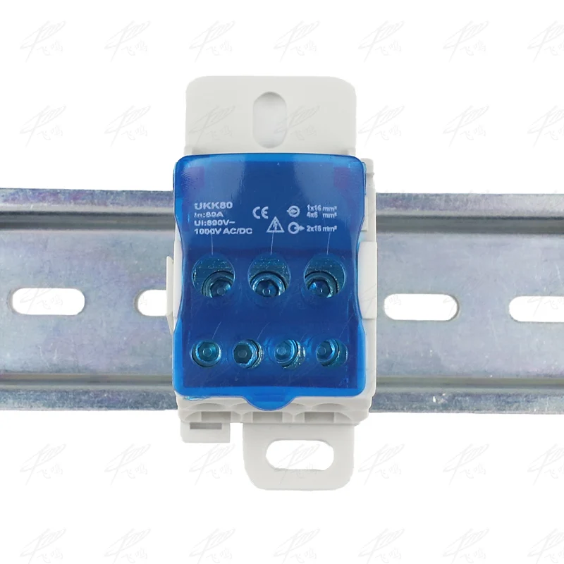 UKK80A Terminal Block 1 in many Out Din Rail distribution Box Universal Electric Wire Connector Power  junction box