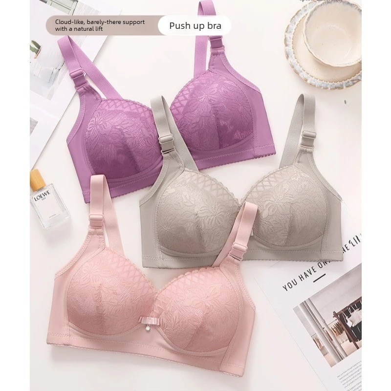 Neue Übergrößen-Dessous für Damen: Modische Spitzen- und Spitzenrücken-Lingerie, Leicht und Atmungsaktiv, mit Vorderverschluss und Push-up-Effekt