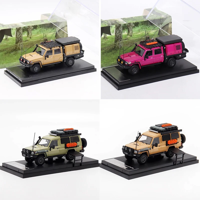 New 1/64 Alloy Diecast Pickup Model Car Truck 3 Color Camping Modification Simulation Collection Ornament Toy