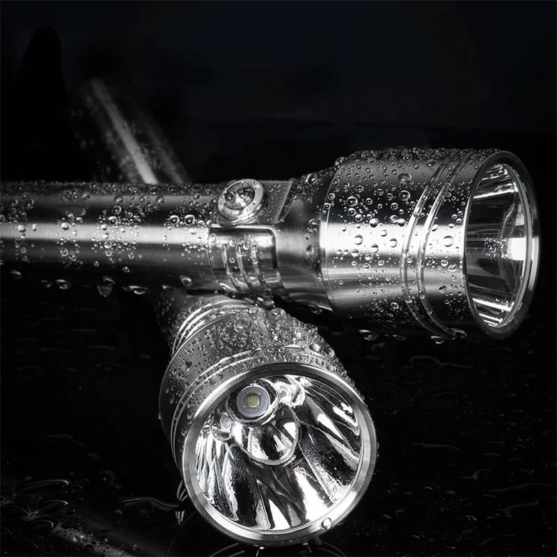 강력한 토치 라이트 충전식 가정용 야외 내구성 장거리 Led 스테인레스 스틸 캠핑 손전등 LED