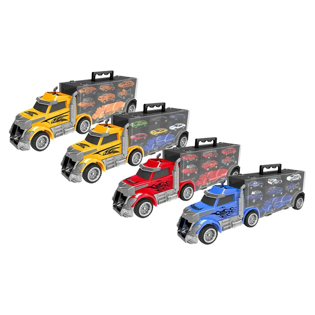 Toy Truck Transport Car Carrier Collection Includes 6 Toy Cars Vehicles Kids