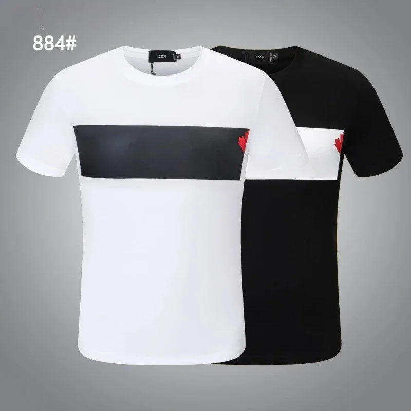 Brand Dsq2 Men's T-shirt Fashion Round Neck Top Pure Cotton Printed ICON T-shirt Multicol Black white M-3XL