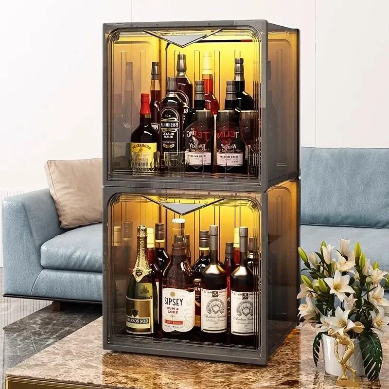 

Small Liquor Display Cabinets Removable Shelves for Home Bar Red Wine Shelves Household Whiskey Wine Layered Storage Cabinets