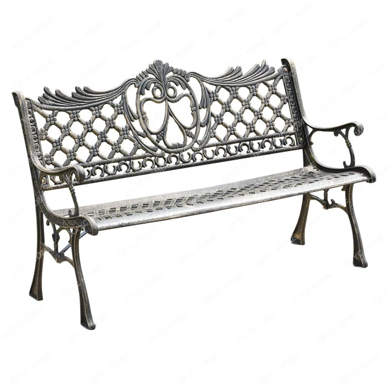 Outdoor Park Chair Square Leisure Bench Iron Cast Aluminum Back Seat Outdoor Courtyard Bar Chair Garden Bench