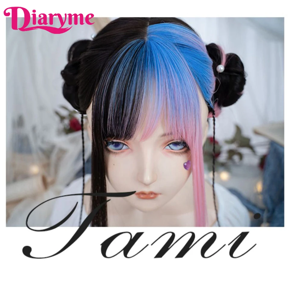 Lolita Perücken synthetische blau rosa Ombre lange gerade Perücke mit Bags Halloween Kostüm Cosplay rosa Perücke Natur haar Frauen Perücken