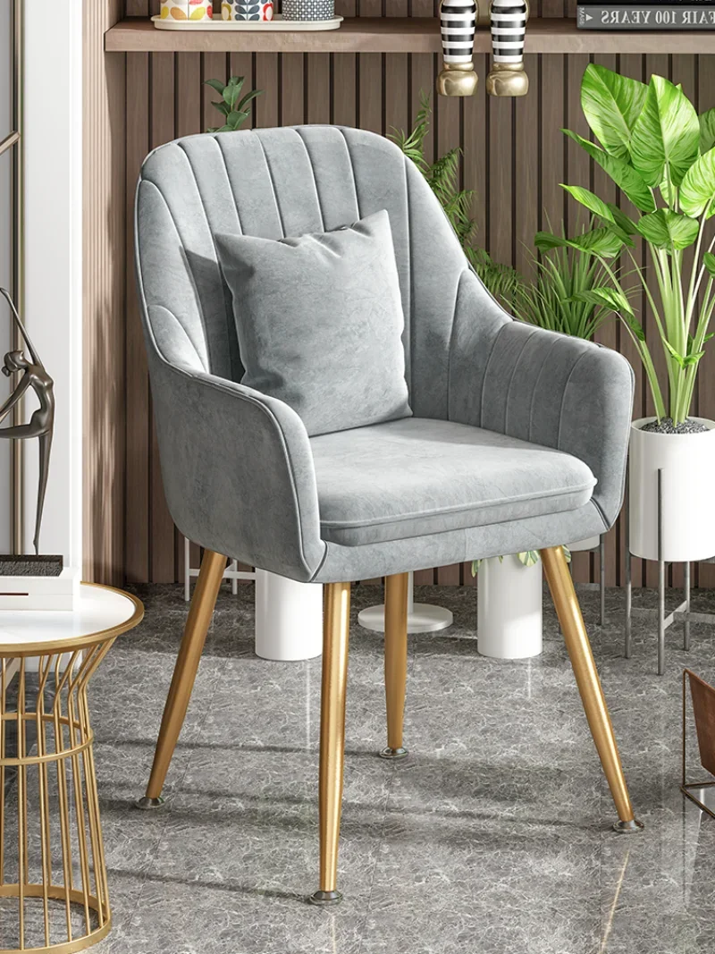 Nordic Ins Light Luxury Dining Chair Lazer Cadeiras de encosto, Manicure Cadeiras, Vanity Stool, Mobília do quarto, Rosa