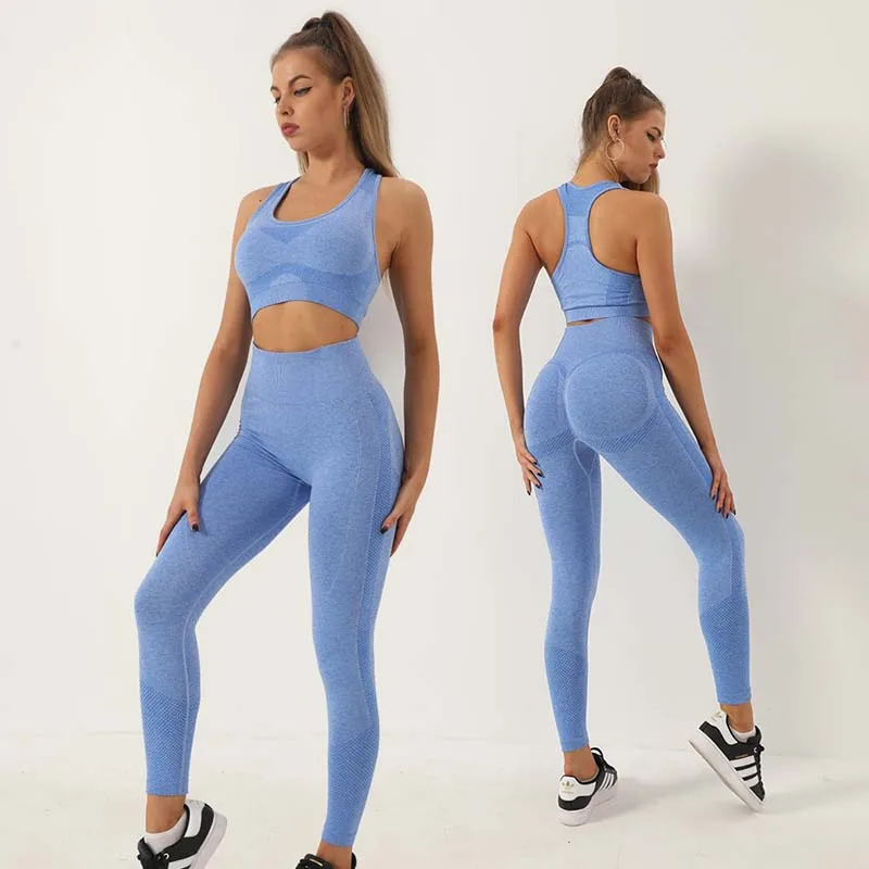 2/3PCS Seamless Yoga Set Women Leggings Women Tracksuit High Waist Outfit Sportswear Suit Fitness Workout Sport Set Gym Clothing