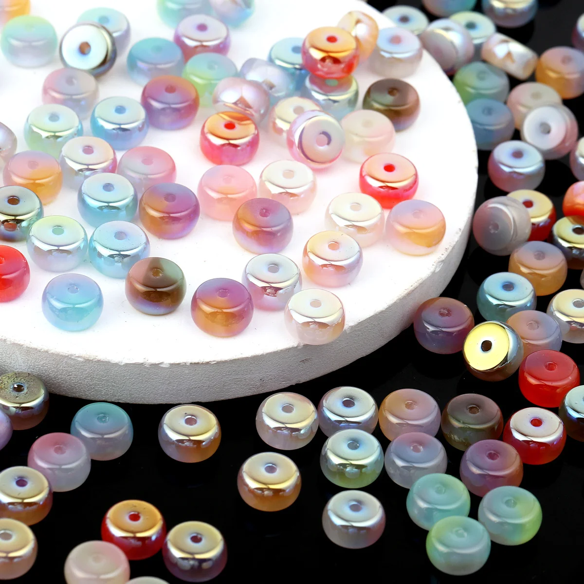 15/30pcs Random Color Flat Rondelle Acrylic Beads 5*10mm Loose Beads For DIY Bracelet Necklace Hair Accessories Craft Making