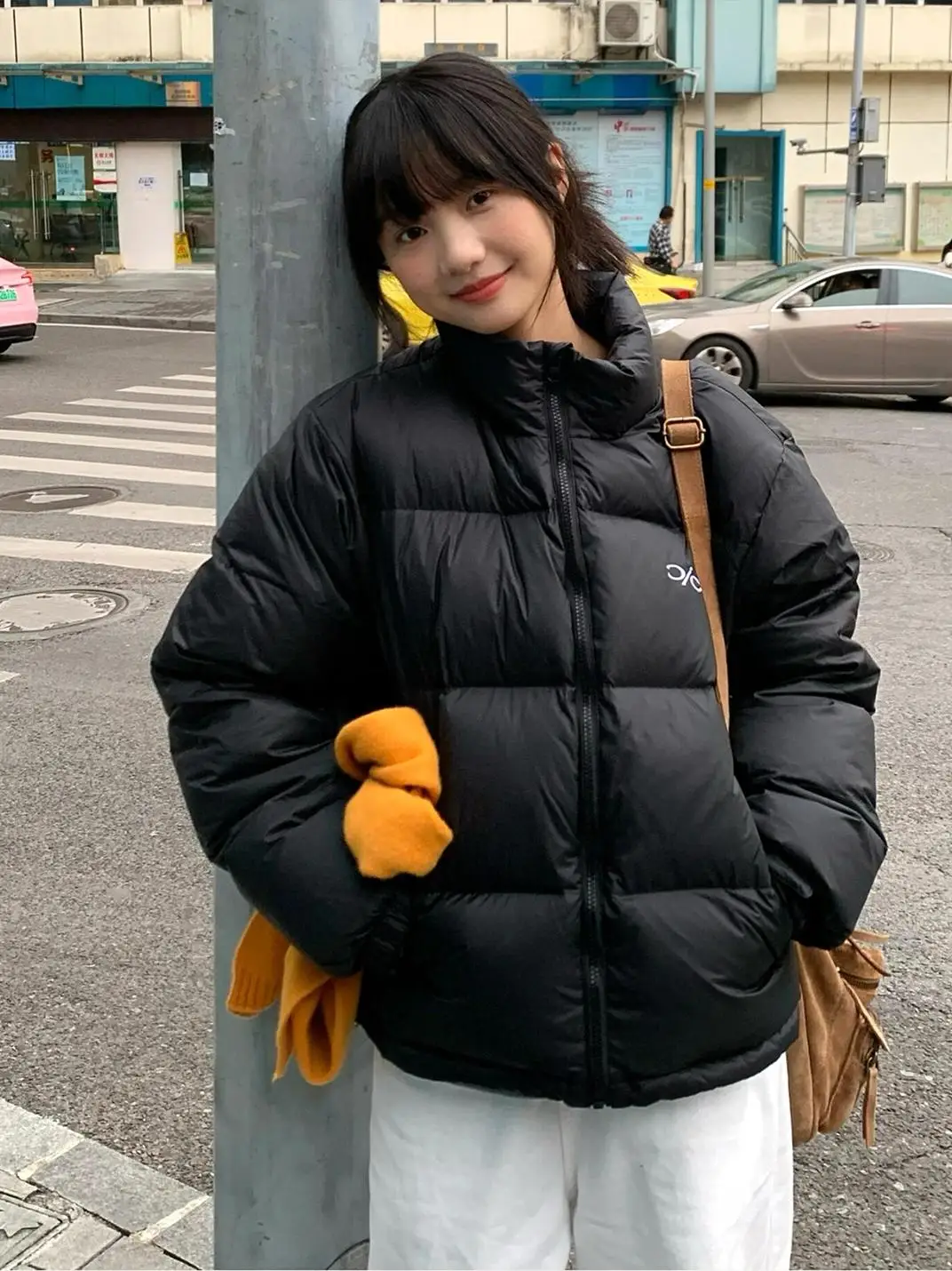 

Warm Thiened Oversize Loose Cotton Jaet Women's Stand Collar Bla Coat Winter Outerwear Comfortable Retro Sle Zipper