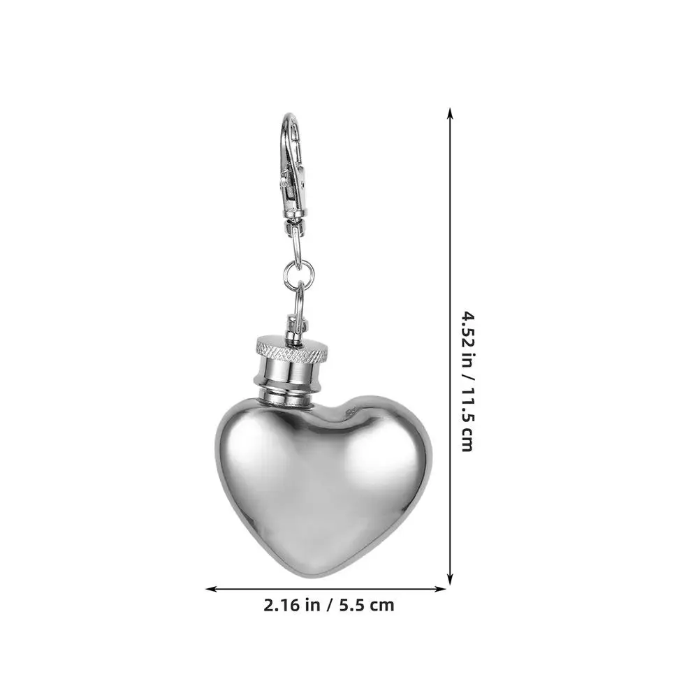 2Pcs Heart Shaped Mini Flask Stainless Steel Leak Proof Keychain Portable Flask for Outdoor Camping Camping Supply
