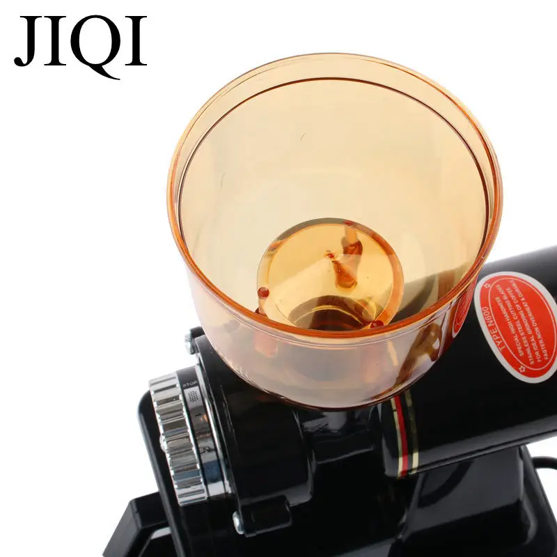 JIQI 110V/220V Automatic electric coffee grinder machine coffee Burr Mill Storage Capacity (250g) coffee mill