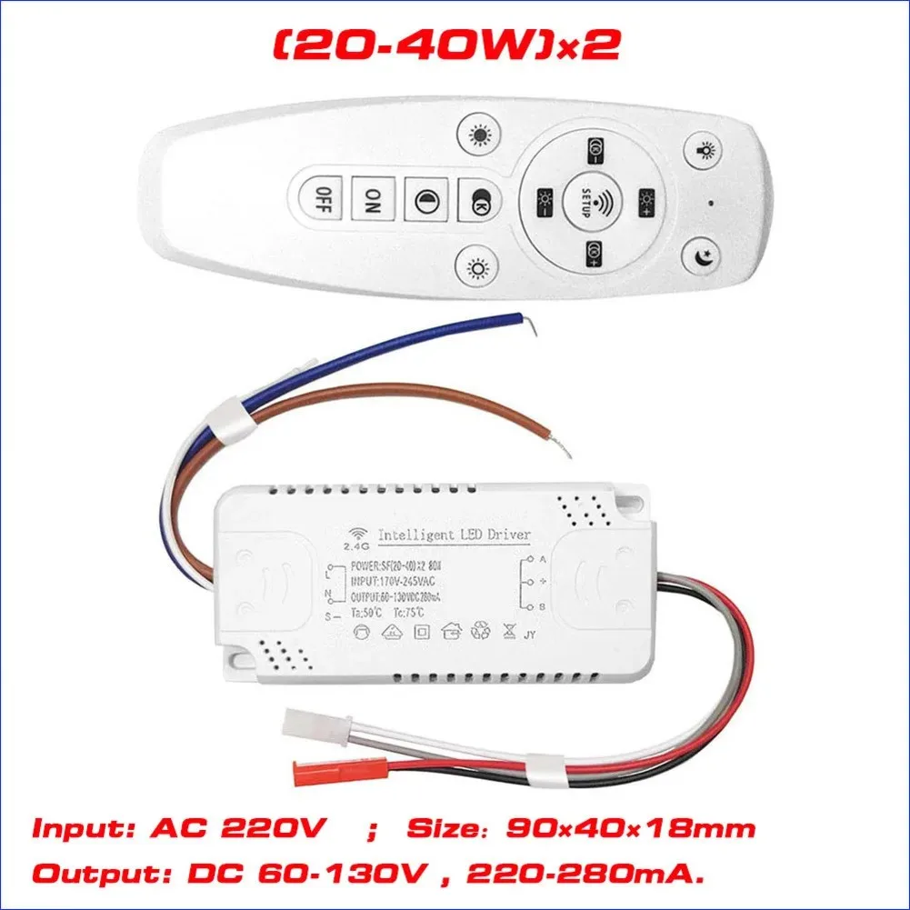 2.4G Smart LED Driver with Remote Control Power Dimming Transformer 2480W Compatible with Multiple LED Tape Lights