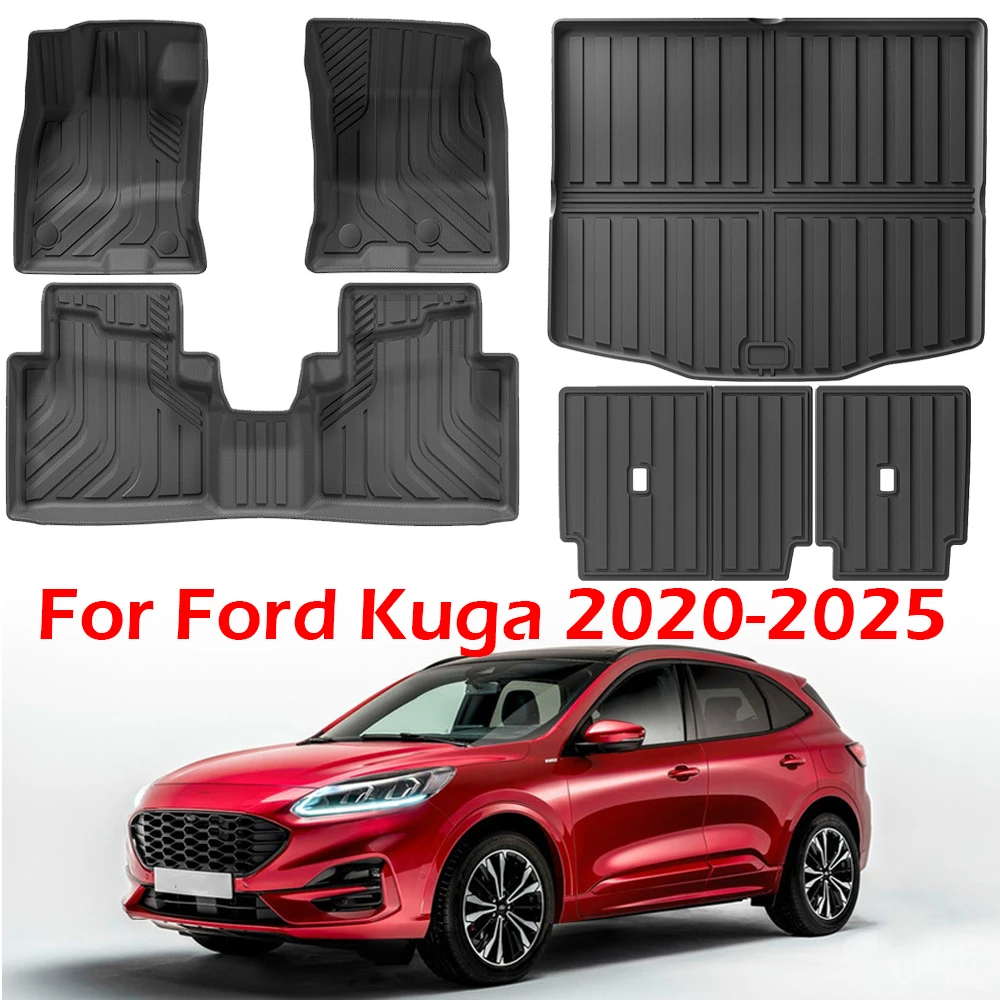

Fit for Ford Kuga Europe PHEV (Not for Hybrid) 2020-2025 TPE 3D Car Floor Mats Cargo Liner All Weather Accessories Black
