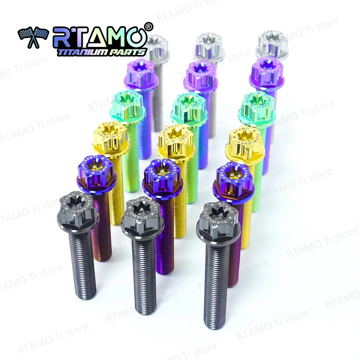 RTAMO مسمار تيتانيوم Gr5 خيط كامل M10x50/55/60x x P لتزيين أنابيب الدراجات النارية اللولبية