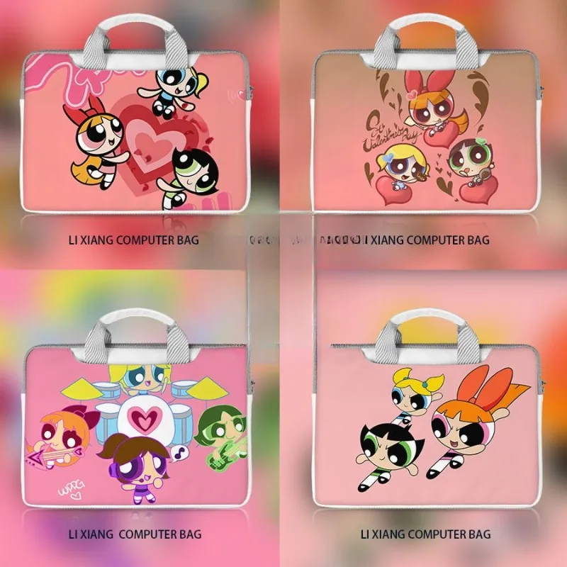 Powerpuff Girls Animation Peripheral Huahua Bubble Maomao Cartoon Kawaii Laptop Handheld Storage Bag Birthday Gift Wholesale