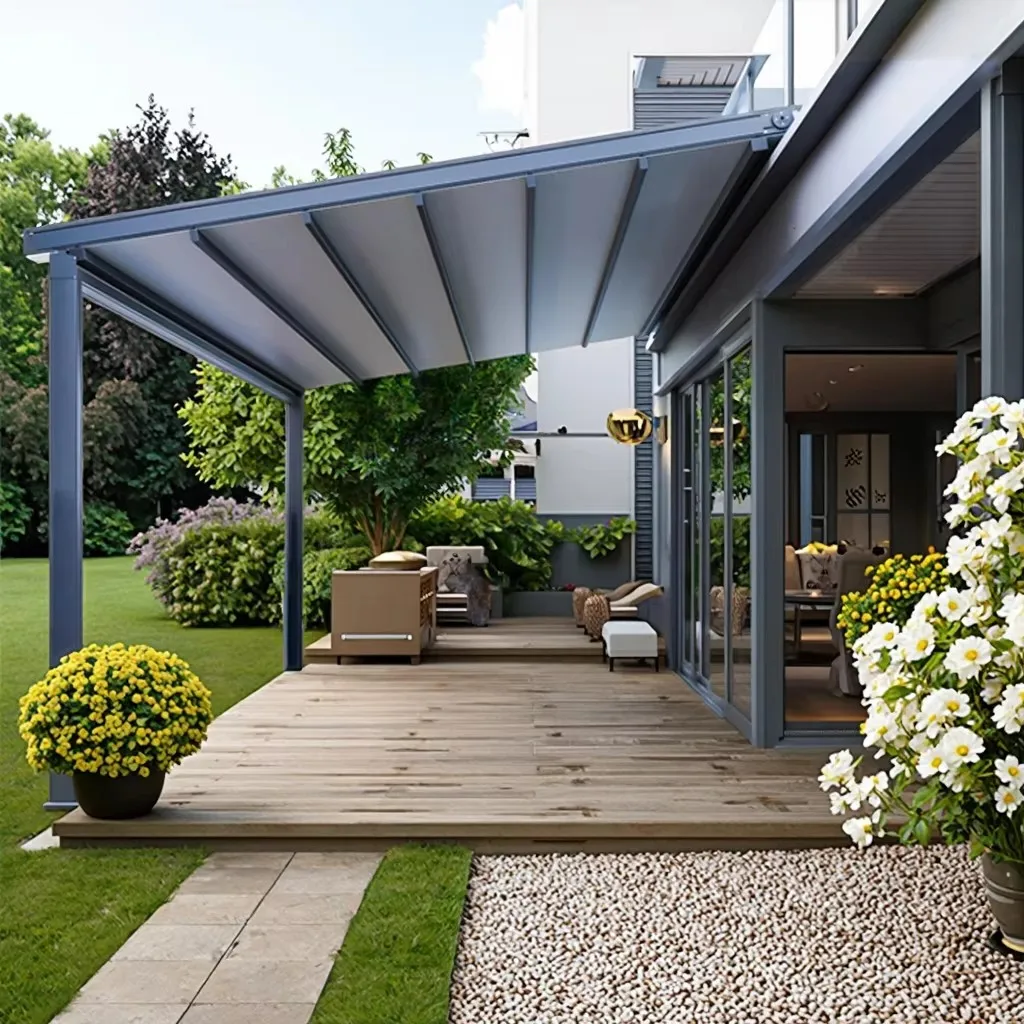 Any Size Custom Outdoor Electric Retractable Aluminum Alloy Awning Waterproof UV Resistant Remote Control Durable Easy Install