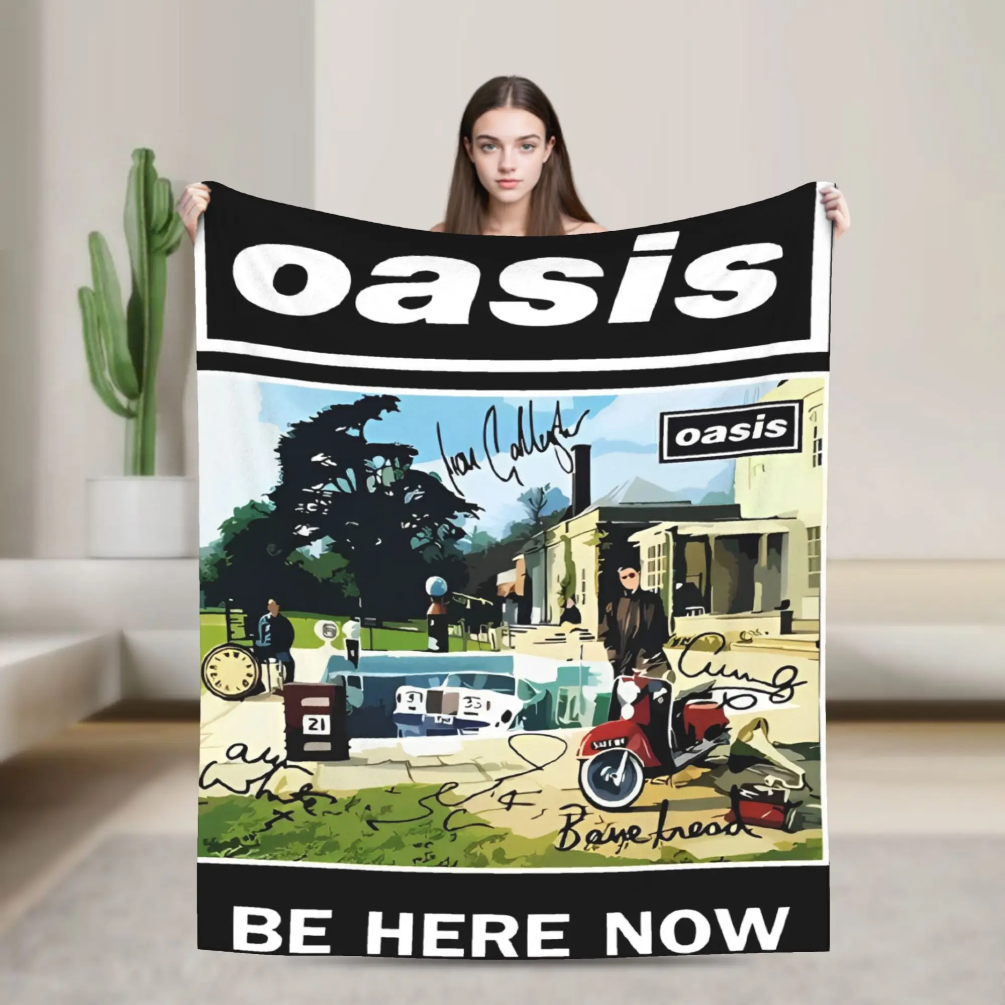 Sign Rock Band British Albums Flannel Blanket O-Oasis Customized Throw Blanket for Home Hotel Sofa  125*100cm Bedspread
